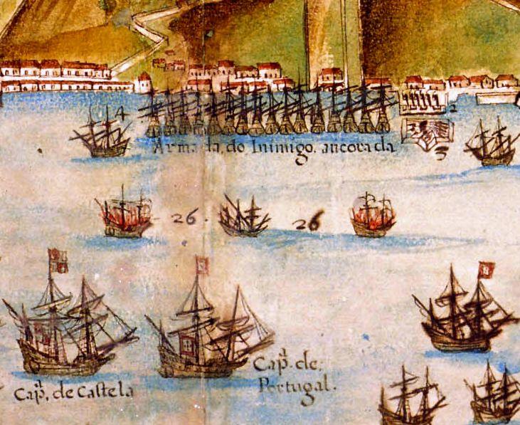 Moment image for Portuguese recapture Salvador with Spanish help: 52 ships, 12,500 men.