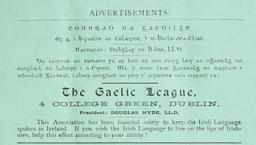 Beginning of Gaelic League marks the start of Irish Renaissance promoting Irish culture and language.