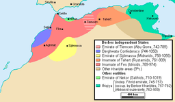 Berber uprising leads to the creation of Rustamid Emirate in Tunisia, challenging Arab rulers.