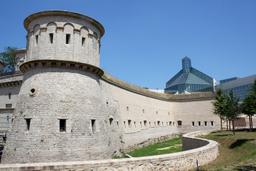 Early city wall construction in Luxembourg City.