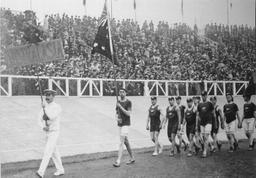 First New Zealanders in the Olympics with Australasian team.