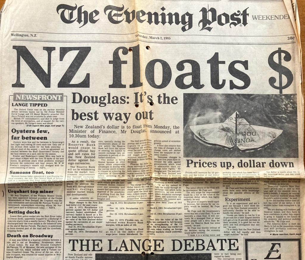 Moment image for Currency float in New Zealand.