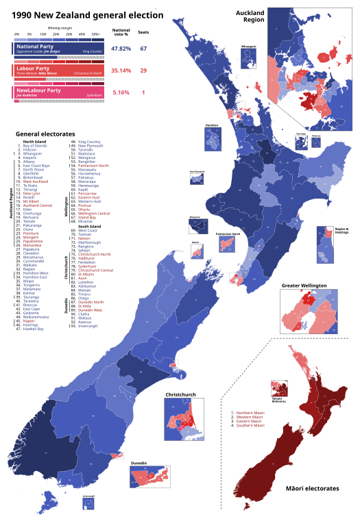 Moment image for National Party wins big, Jim Bolger Prime Minister.