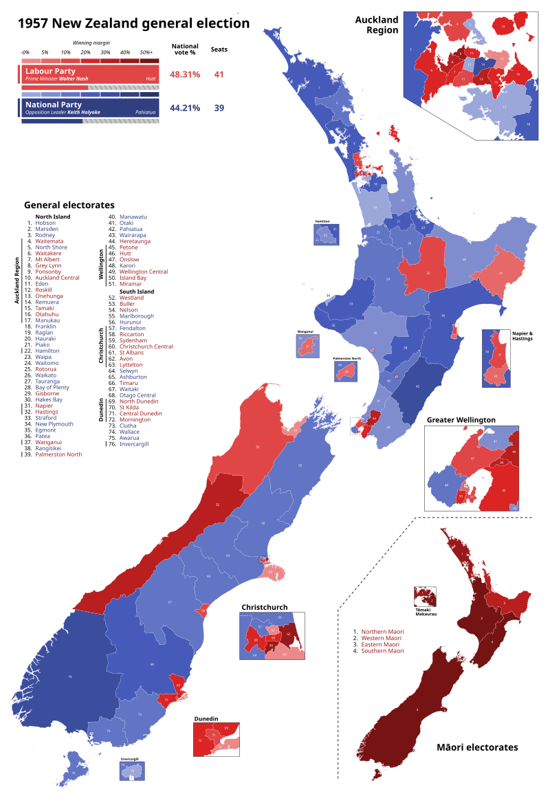 Moment image for General election sees National defeated; Walter Nash leads Second Labour Government.