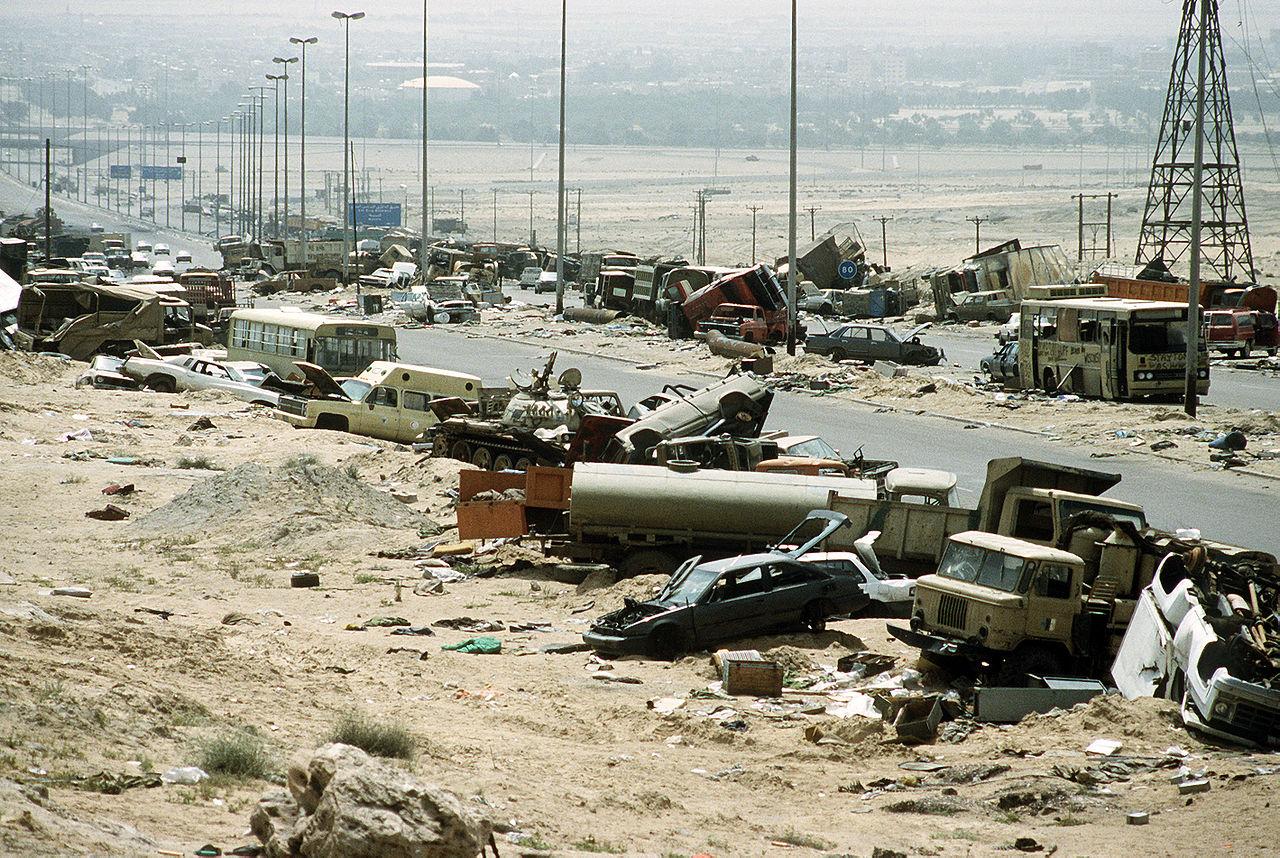 Moment image for Military operation liberates Kuwait, inflicts severe damage.