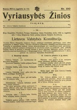 First Provisional Constitution adopted with Prime Minister Augustinas Voldemaras leading the government.