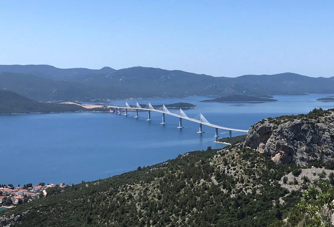 Moment image for Construction starts on Pelješac Bridge to bypass Bosnian territory Neum Corridor for better connectivity.