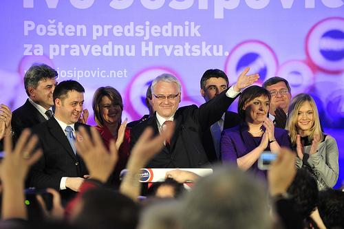 Moment image for Ivo Josipovic emerged as the winner in the presidential elections.