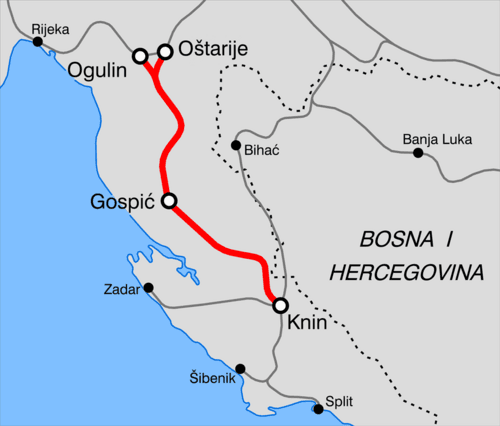Moment image for Railway line connecting Ogulin to Zadar was established historically.