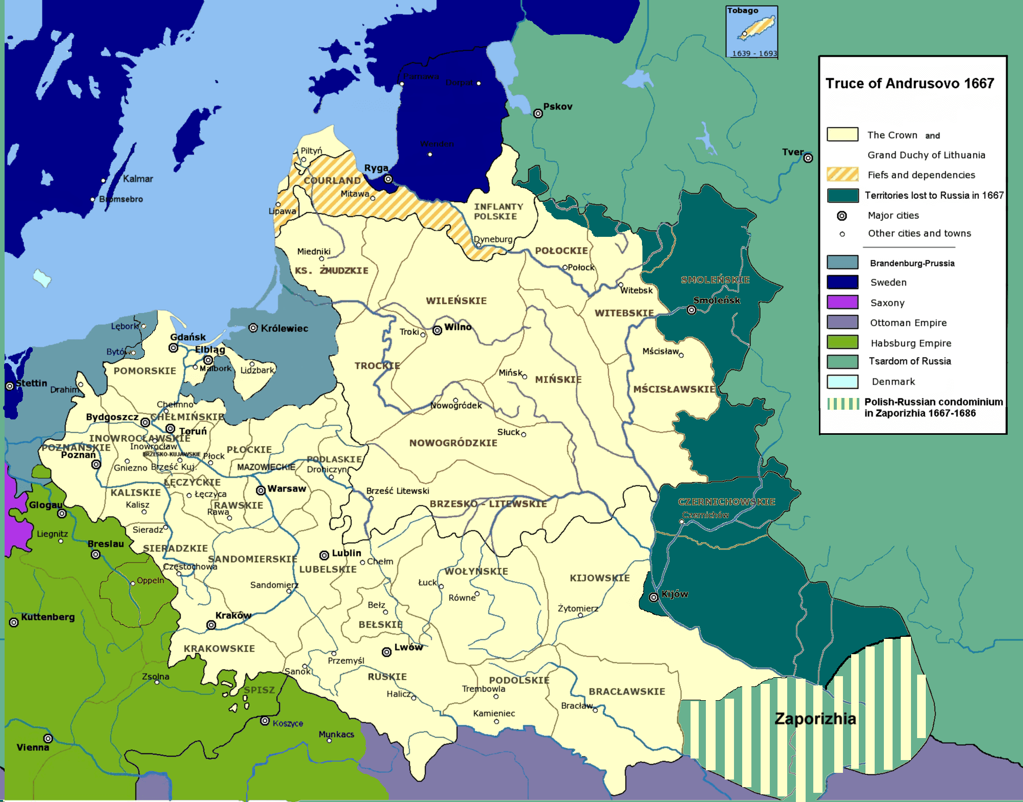 Moment image for Treaty ending Russo-Polish War with Tsardom of Russia and Polish-Lithuanian Commonwealth.