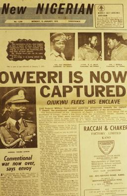 The Nigerian Civil War came to a close with the surrender of Biafra