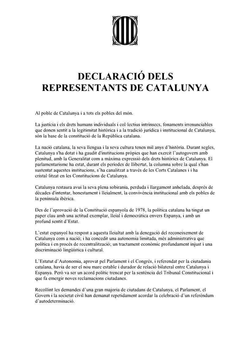 Moment image for Catalonia's declaration of independence ratified by regional parliament, deemed illegal by Spain, triggering constitutional response.