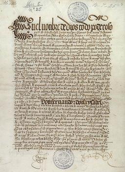 The Treaty of Tordesillas was signed, dividing the world between Spain and Portugal.
