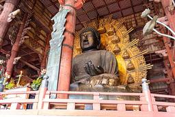 The Great Buddha of Nara in Todai-ji Temple at 15 meters tall