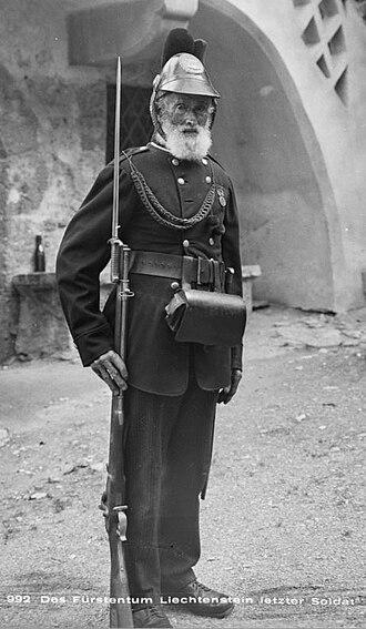 Moment image for Andreas Kieber, the final member of the Liechtenstein army veterans association, passed away in 1939