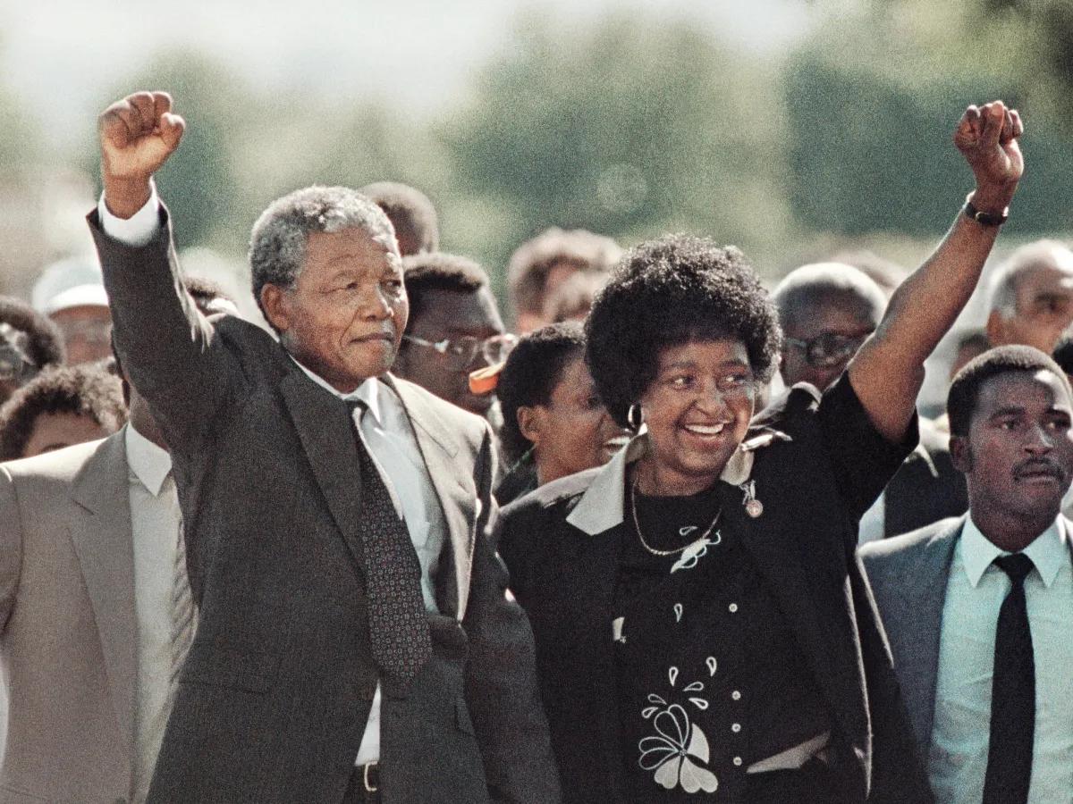 Moment image for Nelson Mandela's Liberation after 27 Years Locked Up