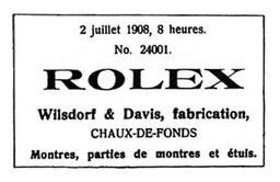 The Official Registration of the Trademark “Rolex”