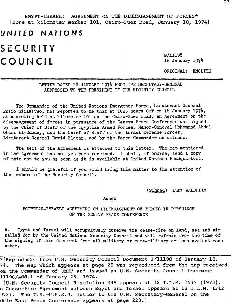 Moment image for Israel-Egypt Disengagement Agreement