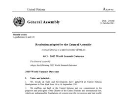 UN endorses 2005 Outcome Document, commits to global issues, reform, efficiency, and cooperation.