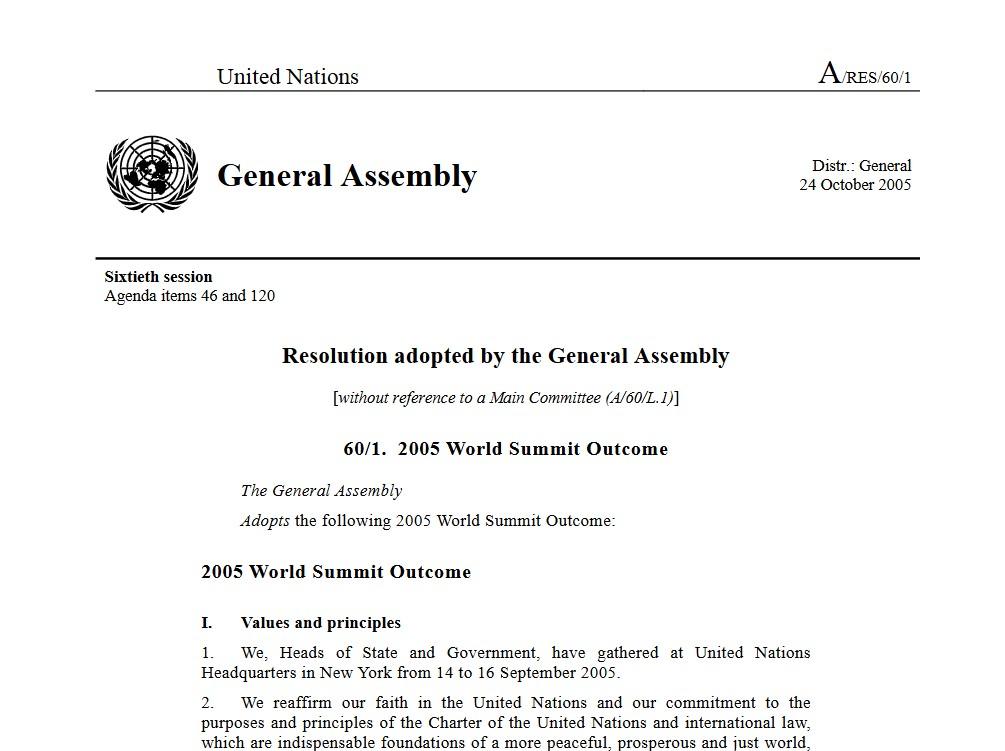 Moment image for UN endorses 2005 Outcome Document, commits to global issues, reform, efficiency, and cooperation.