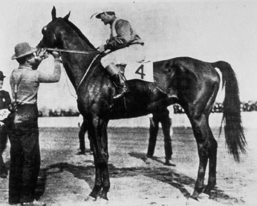 Moment image for Elwood wins at a fast track with jockey Shorty Prior, trainer Charles Durnell, and owner Laska Durnell.