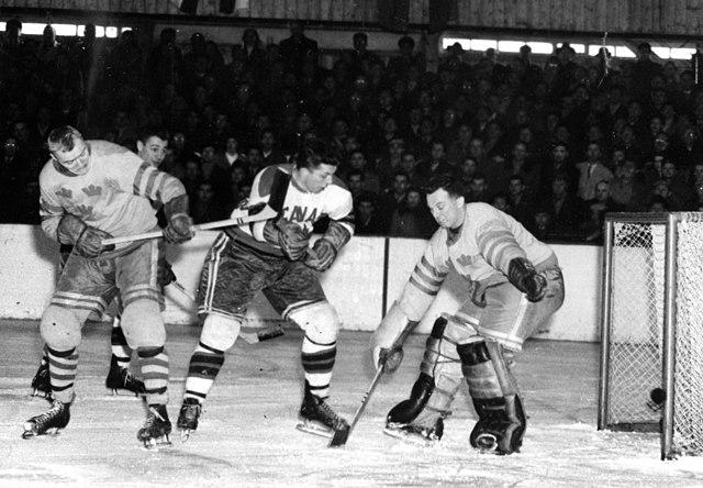 Moment image for  Canada win gold, USSR silver, Czechoslovakia bronze in Czechoslovakia.