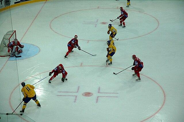 Moment image for Russia/Soviet Union, Canada, Sweden win medals in Switzerland. Kloten and Bern host.
