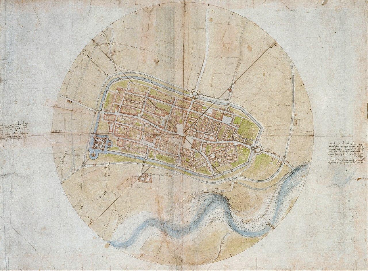 Moment image for Leonardo da Vinci's Military Map of Imola: Renaissance genius aids Cesare Borgia with innovative cartography.