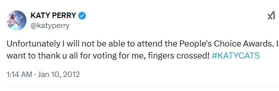 Moment image for Katy Perry Wins People's Choice Award as Favorite Female Artist in Pop Music Industry