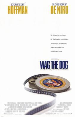 Moment image for "Wag the Dog": Award-nominated satirical comedy on political spin and media manipulation by Barry Levinson.