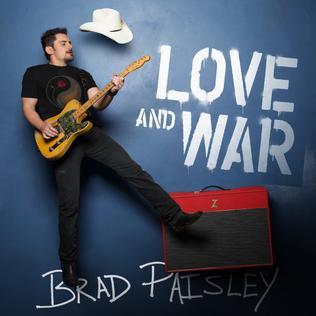Moment image for Brad Paisley's "Love and War" album showcases collaborations and themes, achieving chart success.