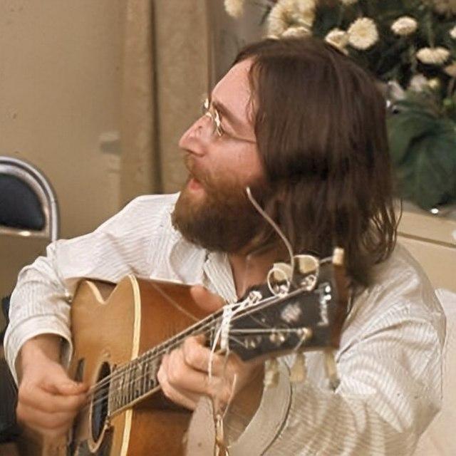 Moment image for Lennon's Gibson Les Paul Junior in Solo Career