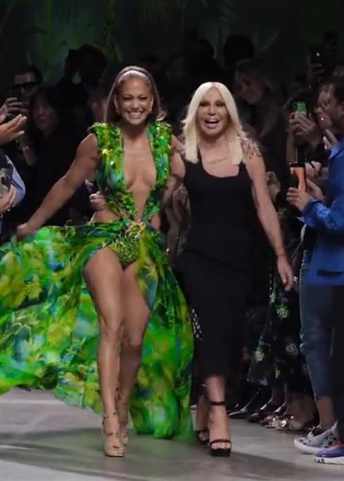 Moment image for Lopez wears updated green Versace dress
