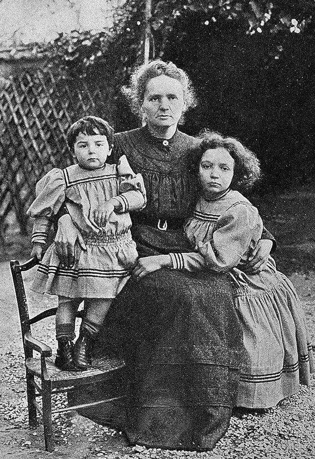 Moment image for Marie Curie welcomes daughter Ève, balancing science and family; Ève later pens biography.