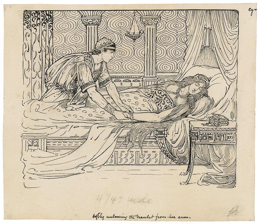 Moment image for Shakespeare's 'Cymbeline' explores innocence and jealousy, showcasing his mature storytelling and versatility in blending genres.