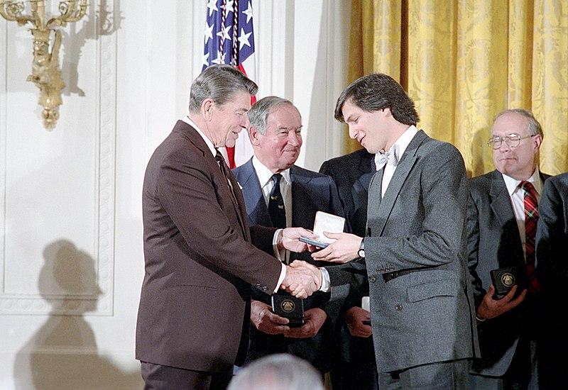 Moment image for Steve Jobs And Steve Wozniak Awarded National Medal Of Technology In 1985