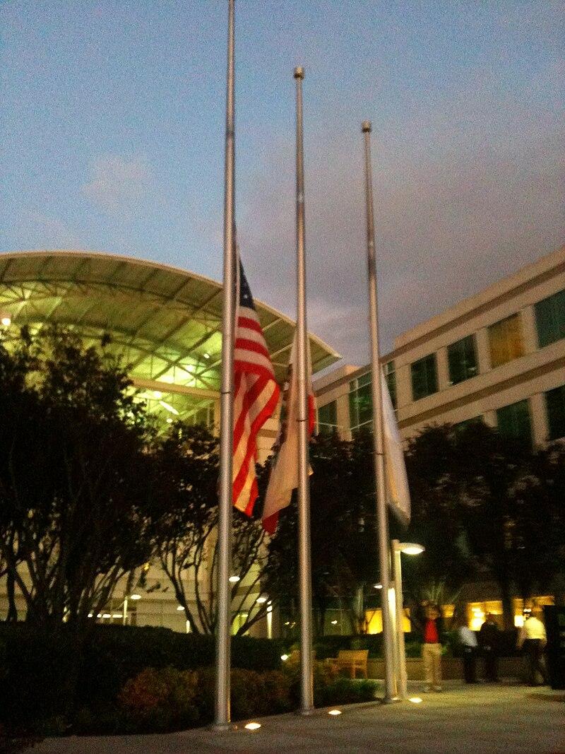Moment image for World Honors Steve Jobs with Flags at Half-Mast