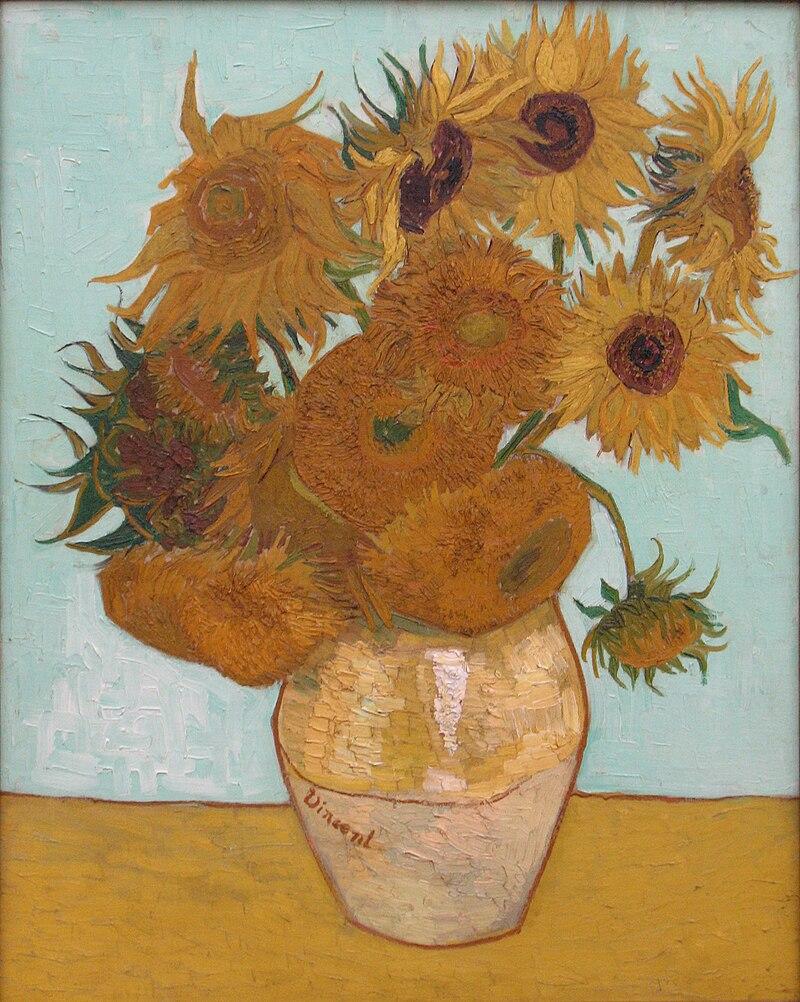 Moment image for Van Gogh's "Vase with Twelve Sunflowers": Symbol of collaboration and vibrant post-impressionist style.