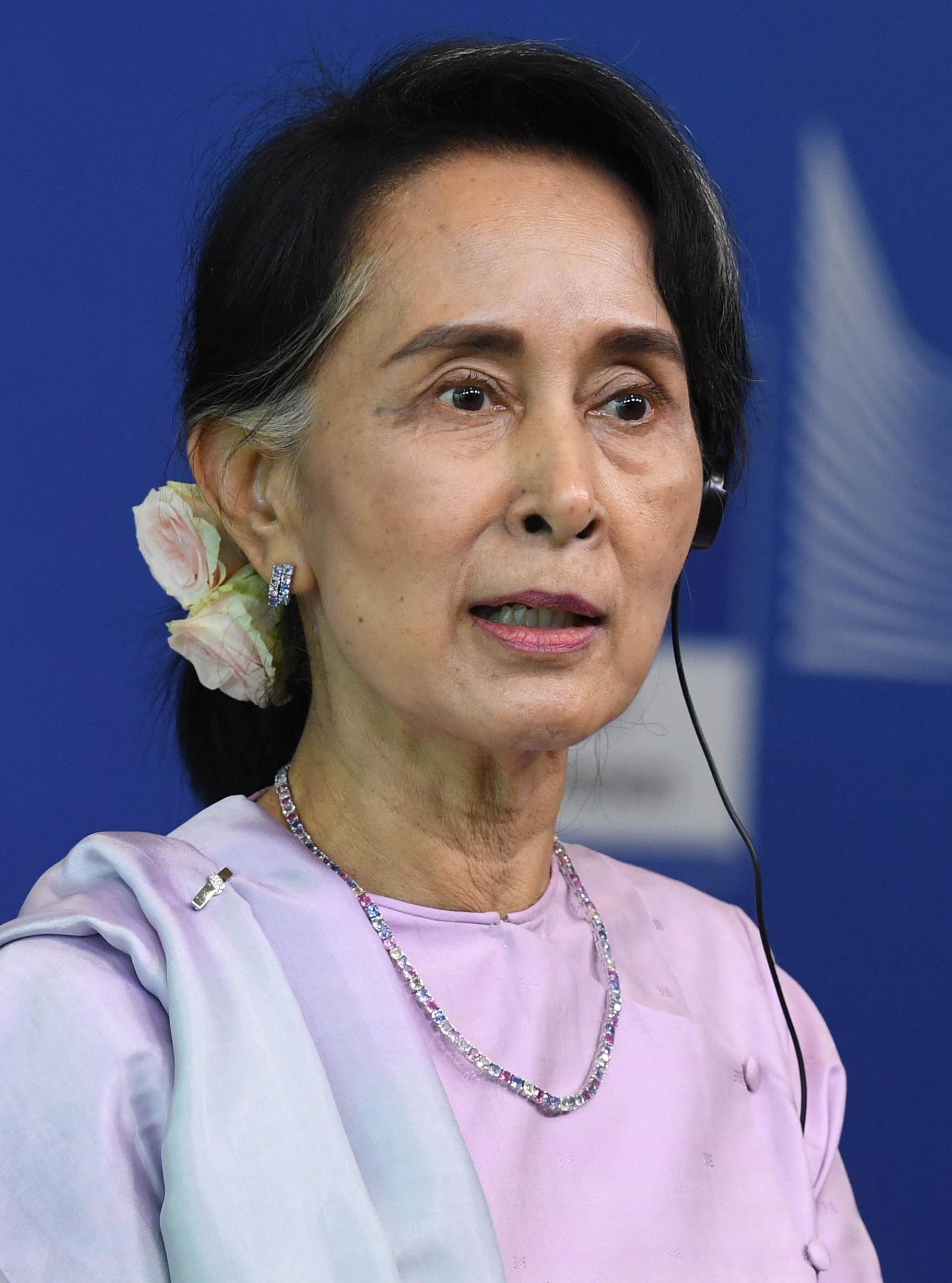 Moment image for Aung San Suu Kyi's brief public appearance