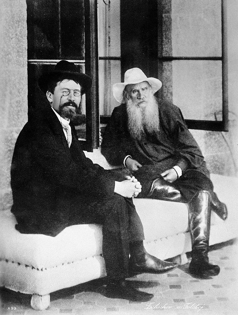 Moment image for Builds friendships with writers like Ivan Bunin, Leo Tolstoy, and Gorky. Tolstoy admires his prose but dislikes his plays.