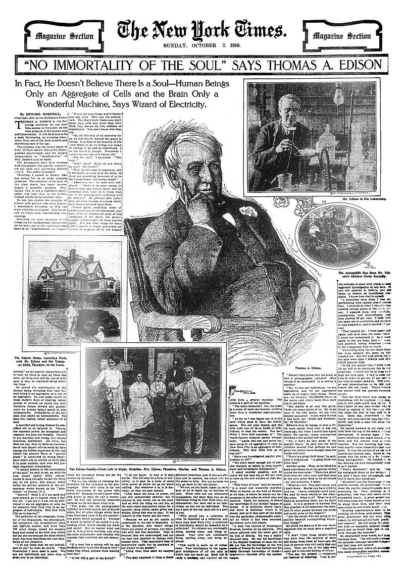 Moment image for Thomas Edison's Controversial Statement on Life's Origins Challenges Religious Norms