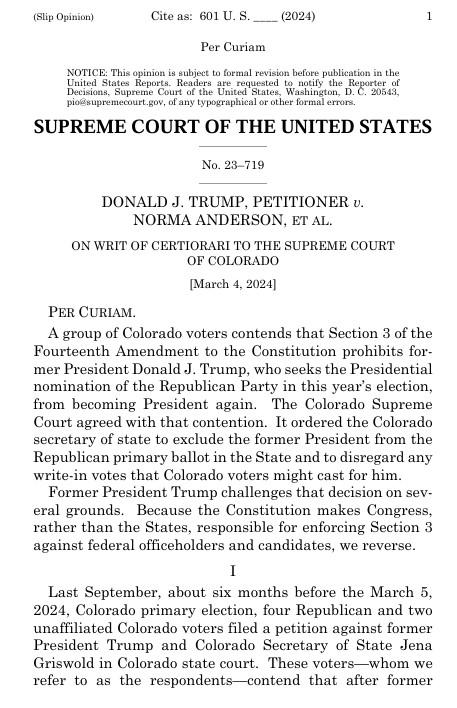 Moment image for Supreme Court Rules States Can't Exclude Trump from Ballots Over 14th Amendment