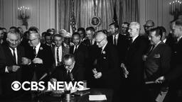 Civil Rights Act signed into law by President Lyndon B. Johnson to combat racial discrimination.