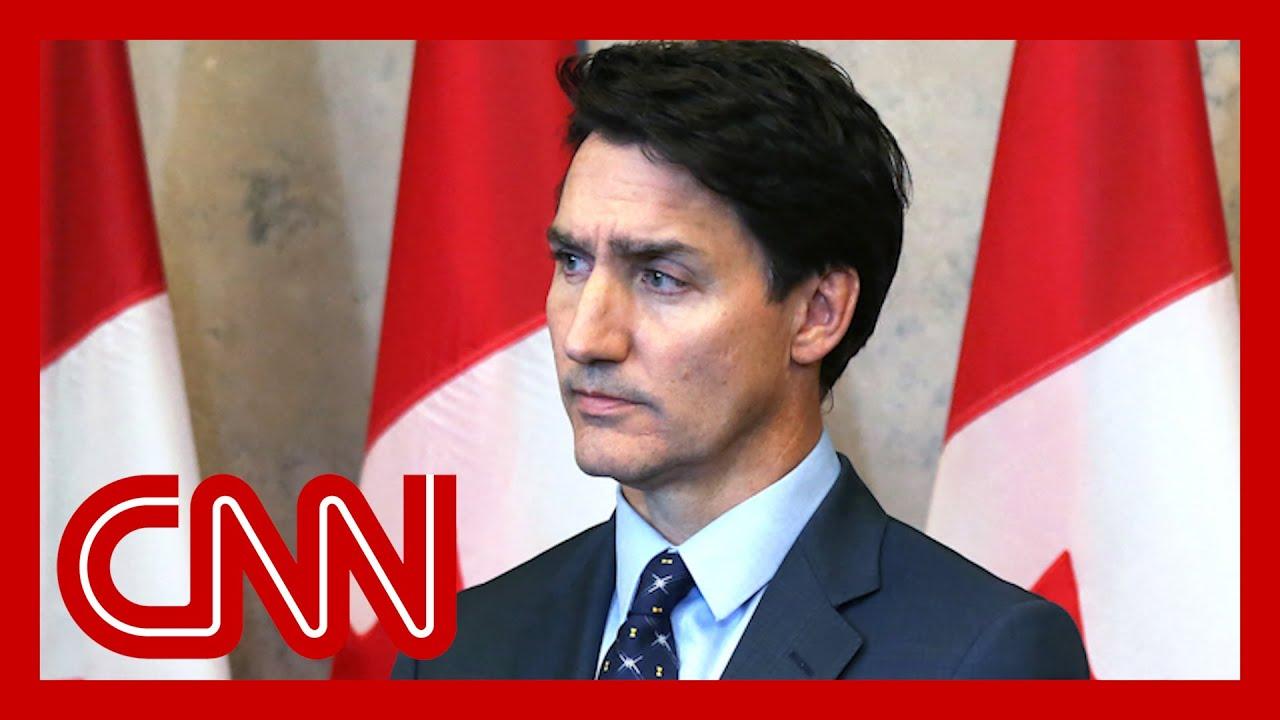 Moment image for Prime Minister Justin Trudeau announces resignation amid political crisis and low polls