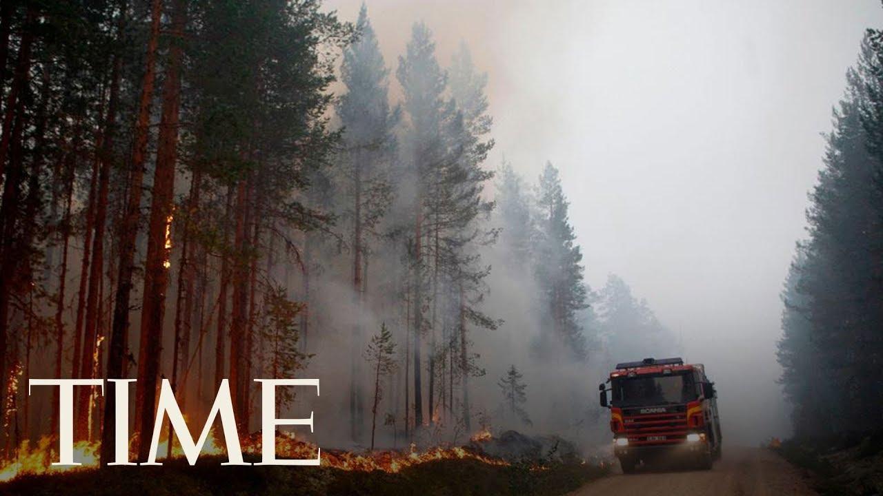 Moment image for Forest fires escalate in Sweden amid over 60 ongoing blazes from prolonged heatwave impact.