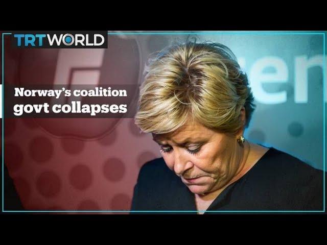 Moment image for Progress Party exits Norwegian government over repatriation of woman linked to Islamic State.