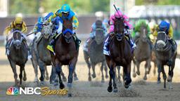 American Pharoah wins with Victor Espinoza for Bob Baffert and Zayat Stables in 1+1⁄4 miles.