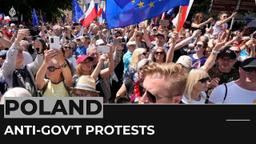 Thousands of people march in opposition to the far-right government in Warsaw.