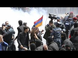 Mass protests lead to peaceful governmental change in Armenia by Prime Minister resignation.
