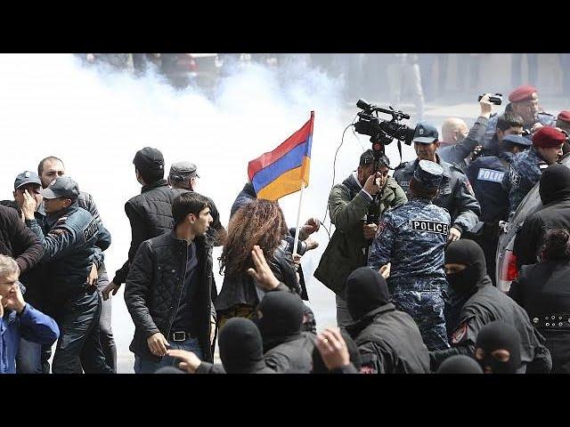 Moment image for Mass protests lead to peaceful governmental change in Armenia by Prime Minister resignation.
